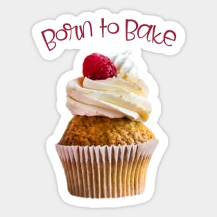 Born to Bake Raspberry Cupcake Sticker